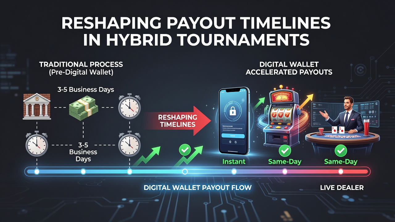 Live dealer table interface synced with digital wallet payout notification during a hybrid tournament